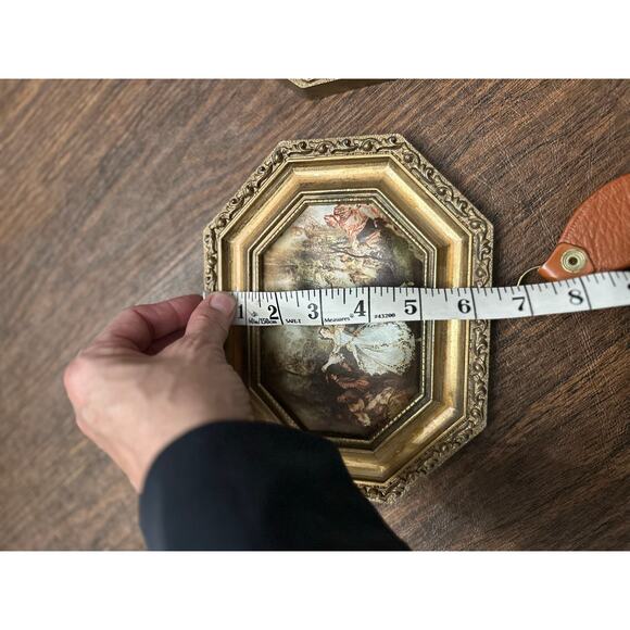 VTG Mini Victorian Ornate Italian Silk Art Picture Brass Metal Frame 8x6.5 - Picture 5 of 6